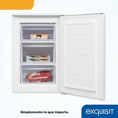 Exquisit ▫️ Congelador vertical 87 L, 4 estrelas, classe D, cor branca, 3 gavetas, descongelação manual, termóstato regulável, porta reversível, 40 dB, consumo de 132 kWh/ano, 85,5 x 54,5 x 58 cm 6