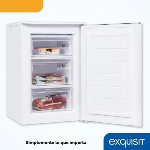 Exquisit ▫️ Congelador vertical 87 L, 4 estrelas, classe D, cor branca, 3 gavetas, descongelação manual, termóstato regulável, porta reversível, 40 dB, consumo de 132 kWh/ano, 85,5 x 54,5 x 58 cm 7