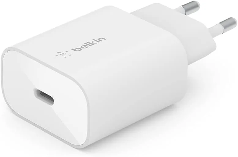 Belkin ▫️ Carregador de parede BoostCharge de 25 W com PPS, carregador USB-C, USB-C Power Delivery, carregamento rápido para iPhone 16, 15, telemóveis Samsung Galaxy, Galaxy Tab, Note, iPad e Pixel, entre outros