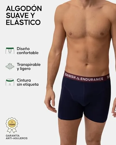 DANISH ENDURANCE ▫️ Cuecas boxer para homem, algodão, roupa interior, embalagem de 6 unidades 2