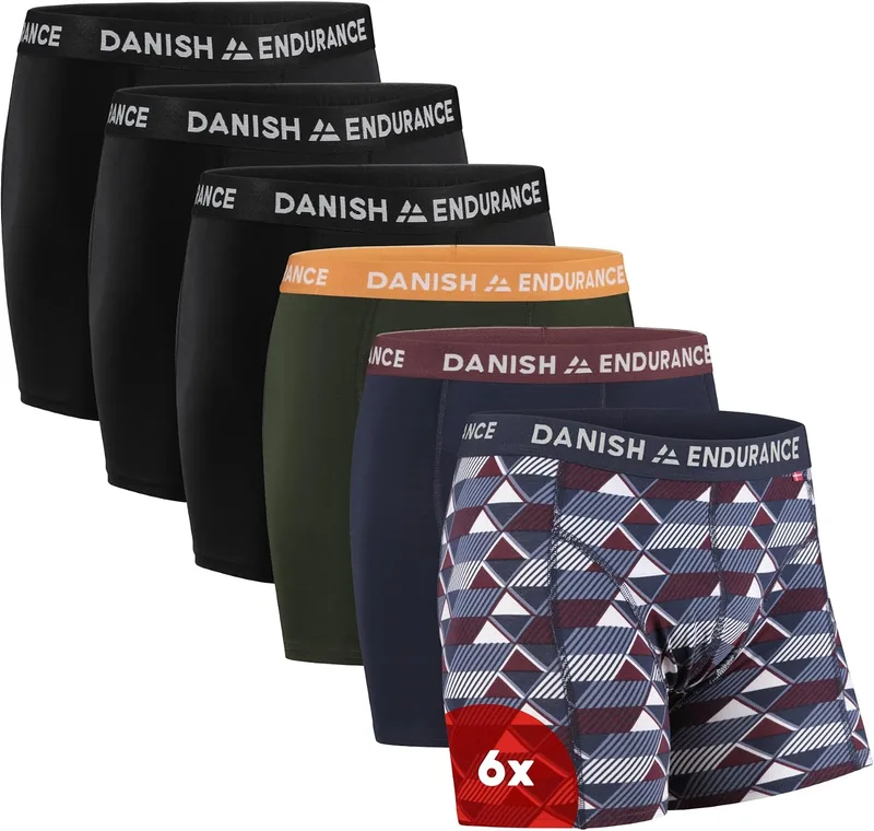 DANISH ENDURANCE ▫️ Cuecas boxer para homem, algodão, roupa interior, embalagem de 6 unidades