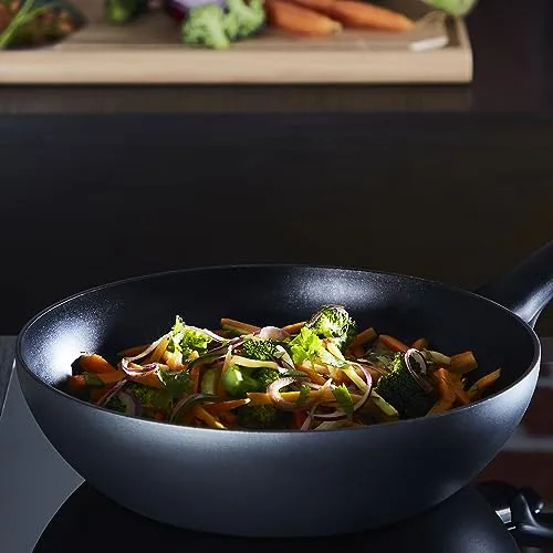 Tefal ▫️ Easy Cook & Clean B55519 Frigideira wok de 28 cm, com revestimento antiaderente, segura, indicador térmico, base estável, cozinha saudável, cor preta 6