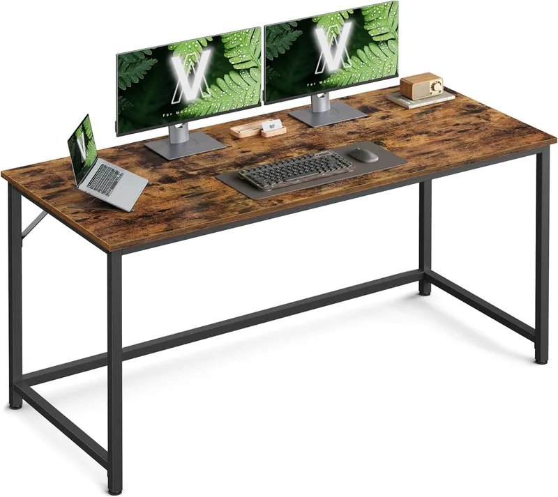 VASAGLE ▫️ Escrivaninha Pequena Escrivaninha de Escritório e Estação de Trabalho, Mesa para Teletrabalho, Estudo, Quarto, 60 x 135 x 76 cm, Estilo Industrial, Estrutura Metálica, Castanho Rústico e Preto Tinta LWD043B01