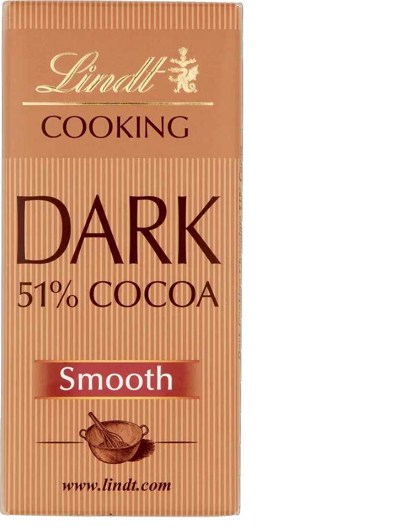 Lindt ▫️ Tablete de Chocolate para Sobremesa 51% Cacau, Chocolate para Sobremesa, Chocolate preto suave, chocolate cremoso, 200g