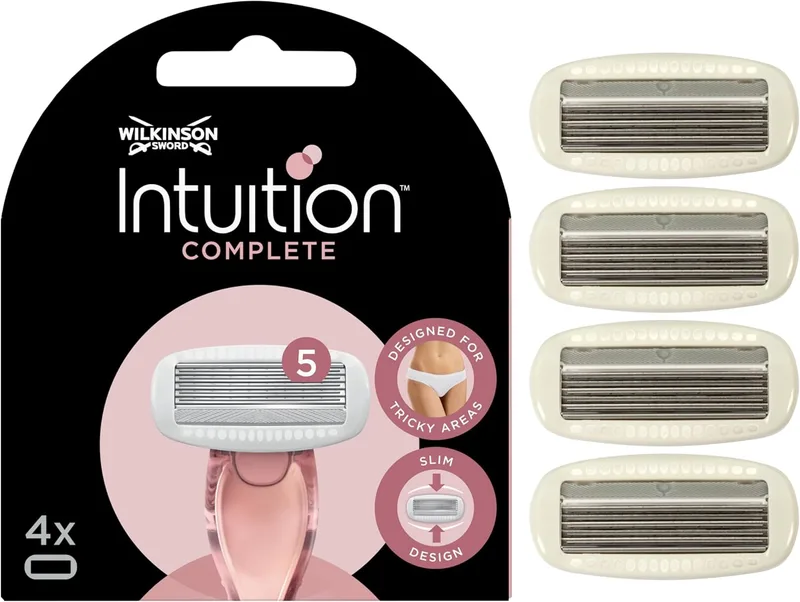 Wilkinson Sword ▫️ Intuition Complete - 4 recargas de lâminas de depilação de 5 lâminas com design fino para todas as zonas