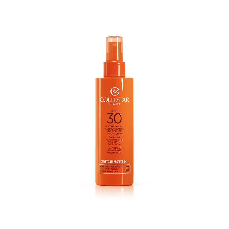 Collistar ▫️ Sun Milk Spray SPF 30, Alta Proteção para o Corpo e Rosto, Hidrata, Protege e Promove o Bronzeado, Resistente à Água, 200 ml