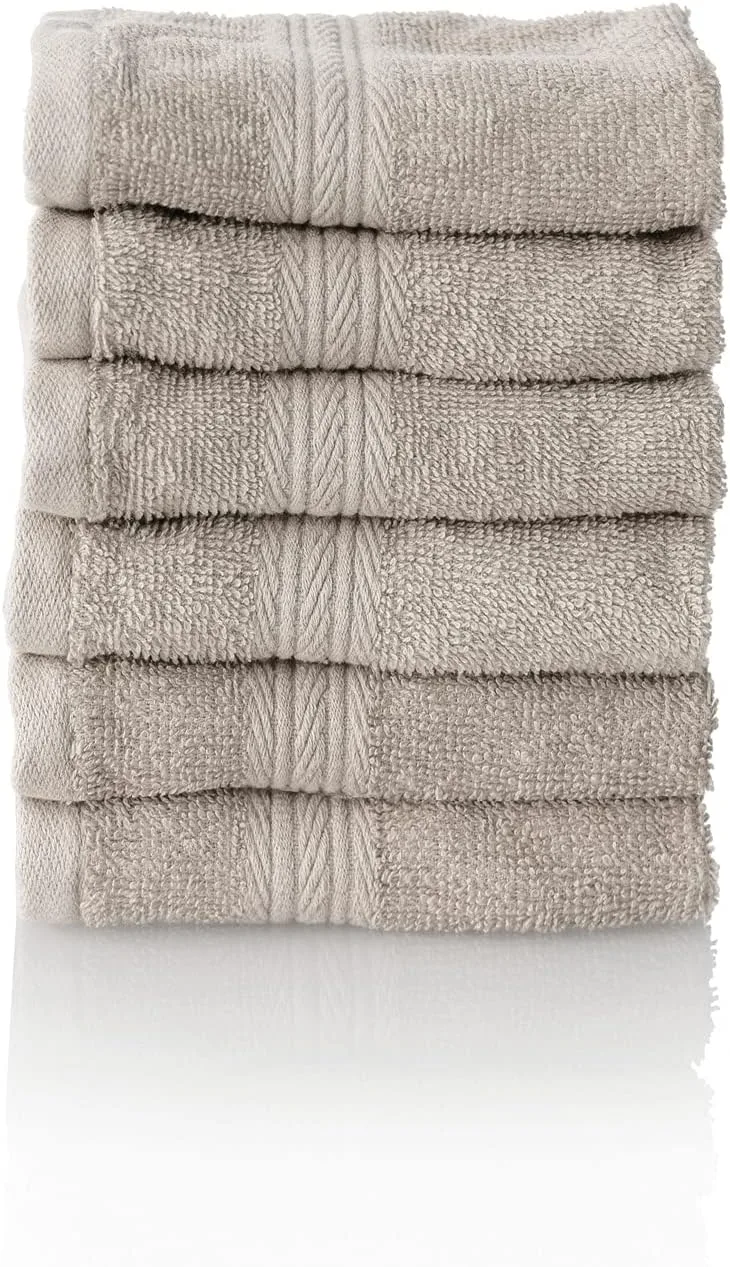 ALCLEAR ▫️ Conjunto de toalhas felpudas Premium em 6 cores e 5 tamanhos 6 toalhetes faciais 30 x 30 cm, cinzento prateado, Oeko-Tex Standard 100