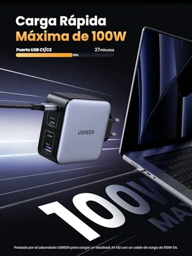 UGREEN ▫️ Nexode 100 W Carregador USB-C de Carregamento Rápido com 4 Portas 3