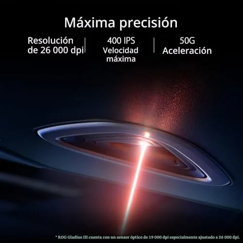 ASUS ▫️ ROG Gladius III - Rato de jogos assimétrico (26 000 DPI, 1% de desvio, botões de resposta instantânea, Push-Fit Switch Socket II, design ROG gravado a laser, ROG Paracord, Aura Sync) - Preto 2