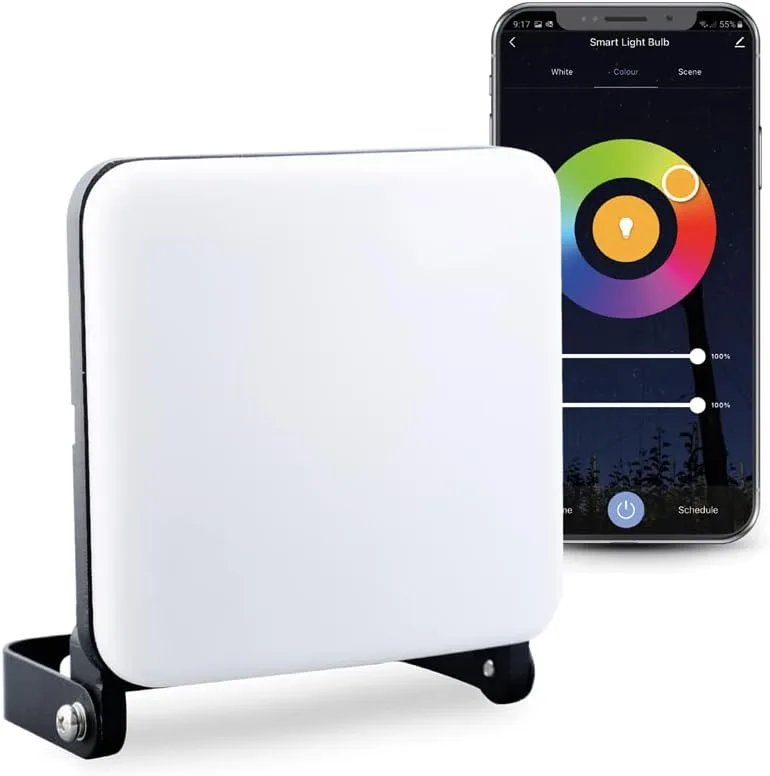 Garza ▫️ Smart - Luminária LED inteligente de 14 W para exterior, Wi-Fi 2,4 GHz, programável, intensidade, temperatura CCT e cor RGB reguláveis, modo Música, IP65, controlo por aplicação e voz (Alexa/Google), branco