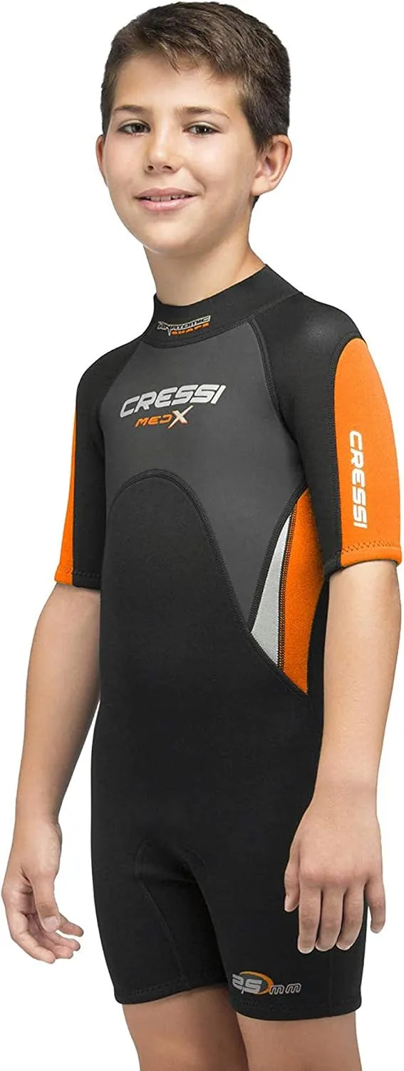 CRESSI ▫️ Fato de Mergulho Med X JR Preto/Laranja 2,5 mm XL (14/15 anos)