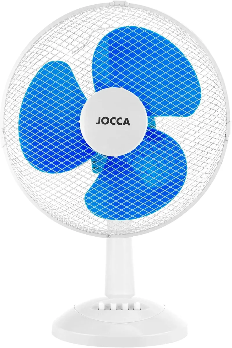 Jocca ▫️ Ventilador de Mesa 30 cm | 3 Velocidades | Oscilante | Cabeça Reclinável | 3 Pás Aerodinâmicas | Baixo Consumo de Energia 40W | Design Compacto e Silencioso