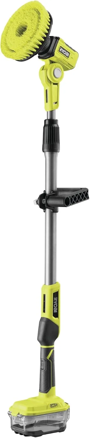 Ryobi ▫️ Escova rotativa 18 V One+ com haste telescópica (1 m - 1,4 m) - Ø 15 cm - Velocidade 210 rpm - Limpeza de mobiliário de jardim, paredes e portas de garagem - sem bateria nem carregador - R18TPS-0