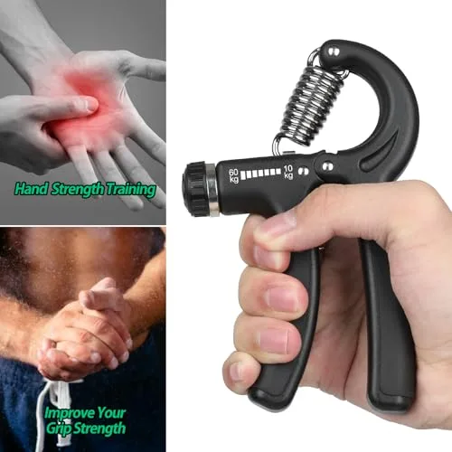 NIYIKOW ▫️ Hand Grip, Exercício para o antebraço, Fortalecedor da força de preensão das mãos, Resistência ajustável de 10 a 60 kg (22 a 132 libras), Aparelho de treino para as mãos antiderrapante, para músicos e desportistas 2