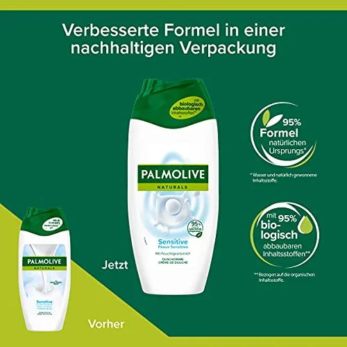 Palmolive ▫️ Gel de banho natural, para peles sensíveis, 6 x 250 ml, gel de banho com leite hidratante 2