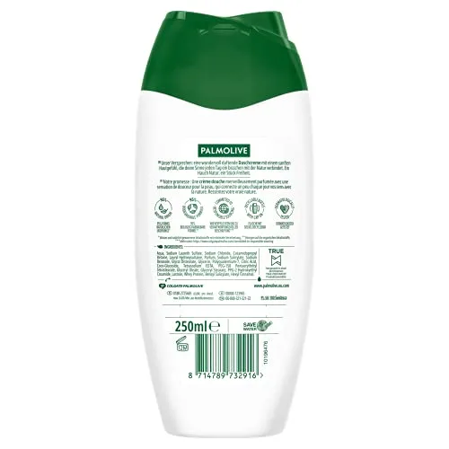 Palmolive ▫️ Gel de banho natural, para peles sensíveis, 6 x 250 ml, gel de banho com leite hidratante 3