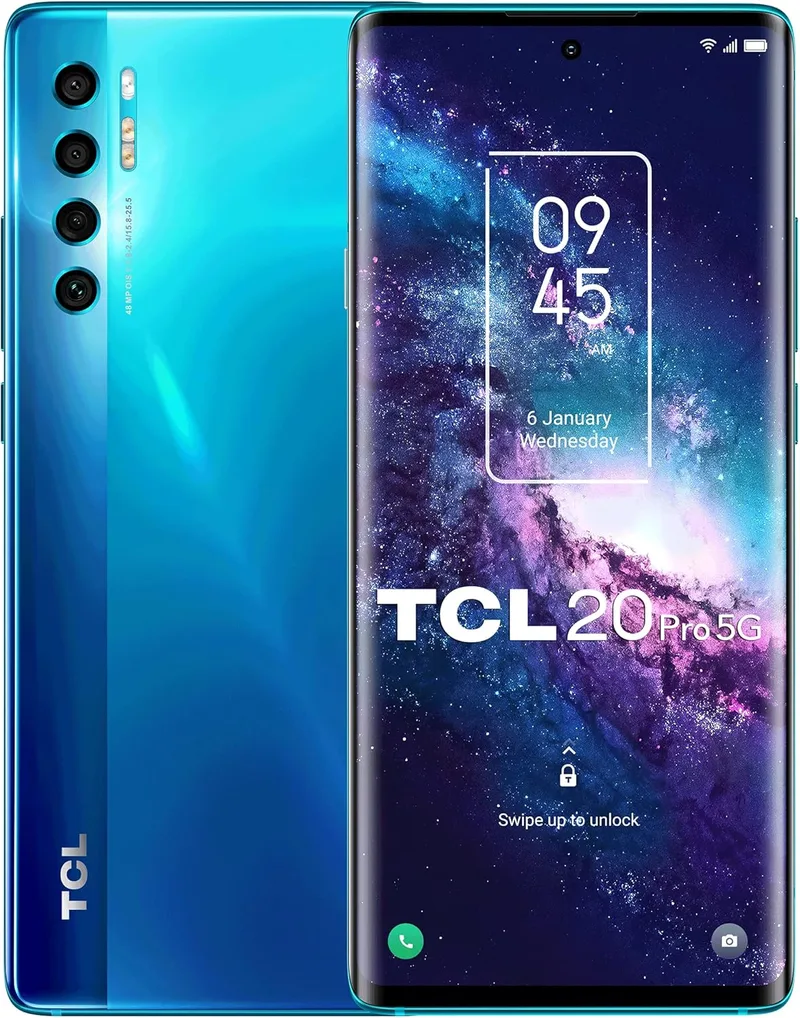 TCL ▫️ 20 Pro 5G 256 GB - Smartphone de 6,67" AMOLED FHD+ com NXTVISION (Snapdragon 750G 5G, 6 GB/256 GB, expansível com MicroSD, Dual SIM, câmaras de 48 MP + 16 MP + 5 MP + 2 MP, bateria de 4500 mAh, Android 11) Azul