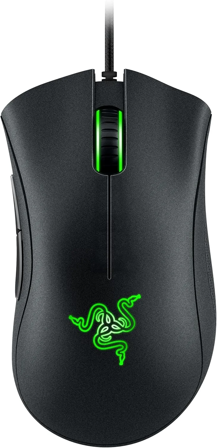 Razer ▫️ DeathAdder Essential - Rato para jogos com sensor ótico, 6400 DPI (5 botões programáveis, interruptores mecânicos, apoios laterais em borracha), Preto