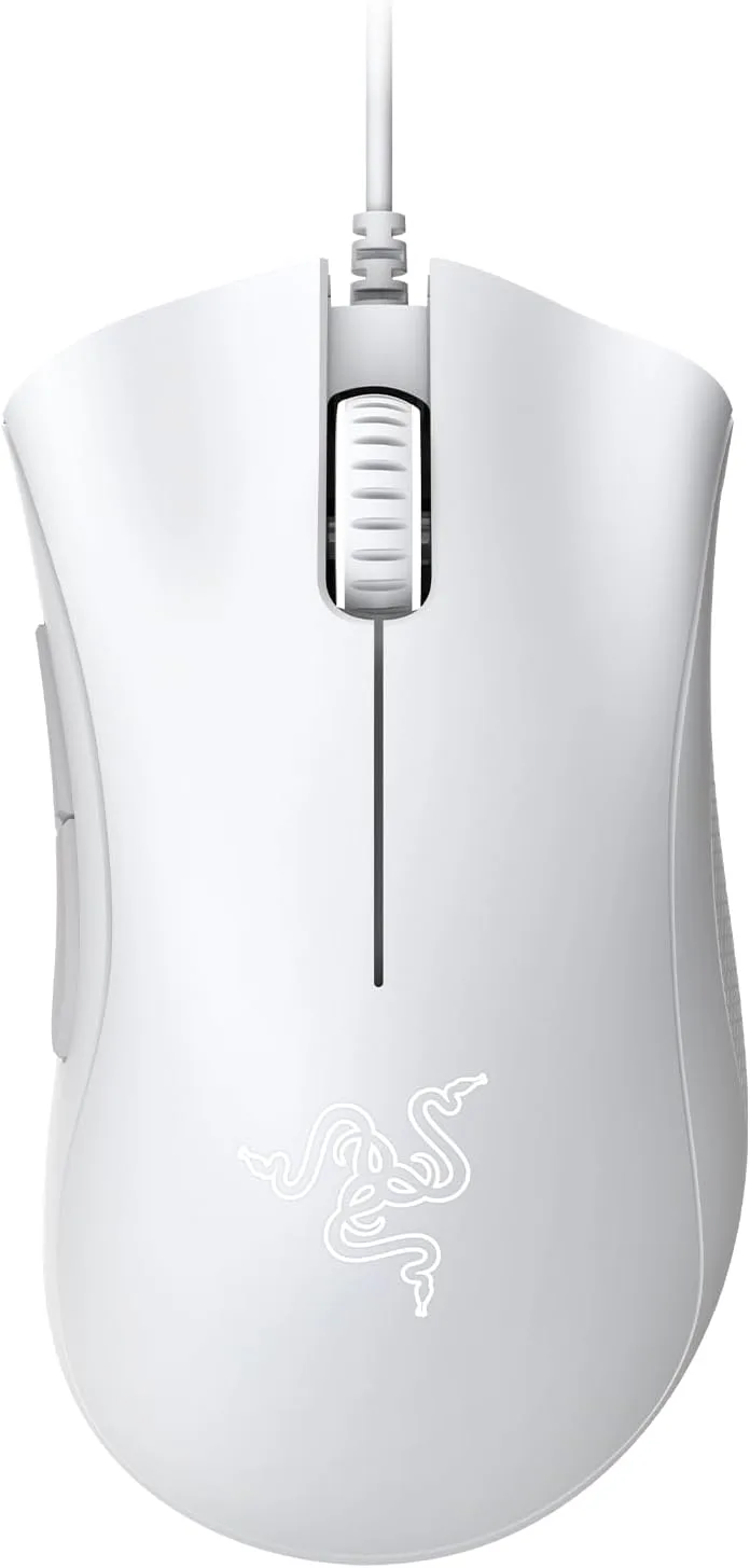 Razer ▫️ Rato para jogos DeathAdder Essential, Sensor ótico, 6400 DPI, 5 botões programáveis, Interruptores mecânicos, Apoios laterais em borracha, Cor Branca