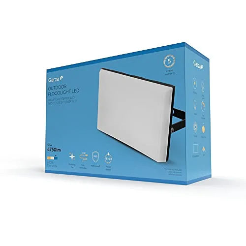 GARZA ▫️ Foco LED Design para iluminação exterior, 50 W, luz fria 6000 K, à prova de água IP65, 4750 lm, branco 2