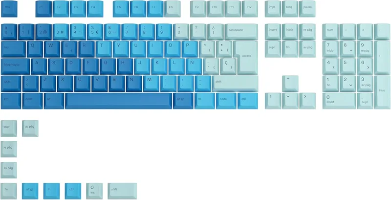GLORIOUS ▫️ Gaming 115 teclas GPBT - Perfil Cherry, plástico PBT super-resistente, design apelativo, som de qualidade superior, tipografia original, disposição espanhola - Oceano