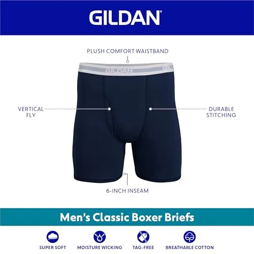 Gildan ▫️ Conjunto de 5 cuecas boxer masculinas Regular Leg (Multipack) 3