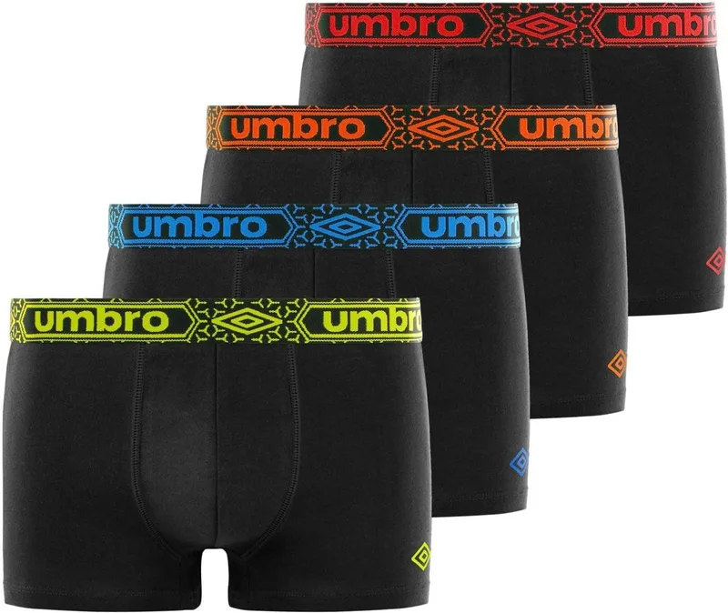 Umbro ▫️ Cuecas Boxer de Algodão para Homem, Roupa Interior Masculina, Confortáveis, Suaves (Conjunto de 4)