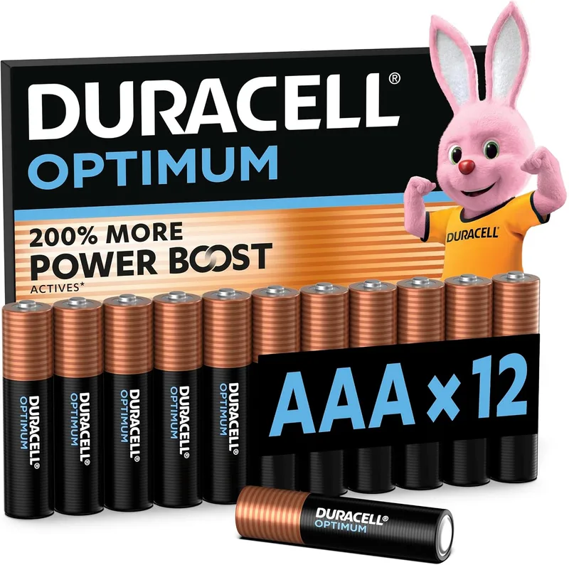 Duracell ▫️ Pilhas alcalinas Optimum AAA (embalagem de 12) 1,5 V, LR03