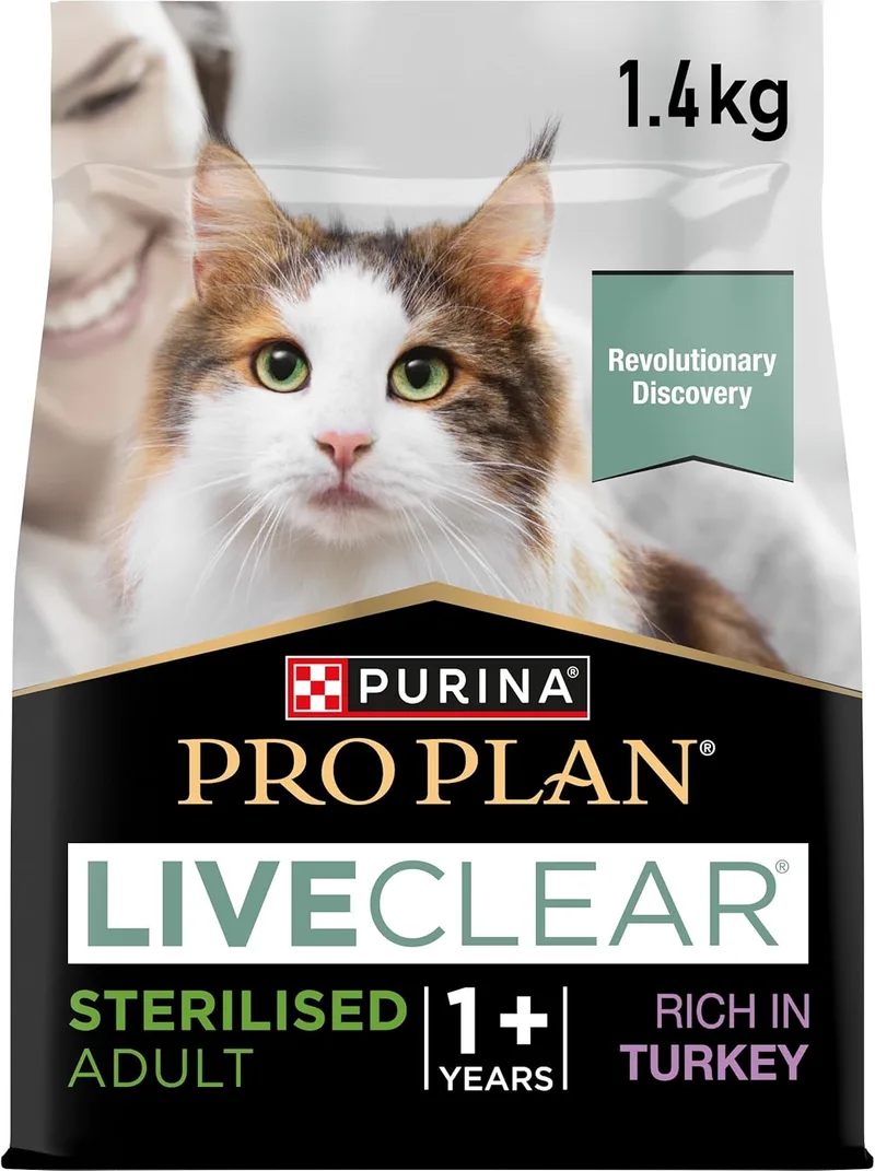 Pro Plan ▫️ Purina Liveclear Adult Neutered Cat Food com peru, 6 x 1,4 kg (1,4 kg) Saco