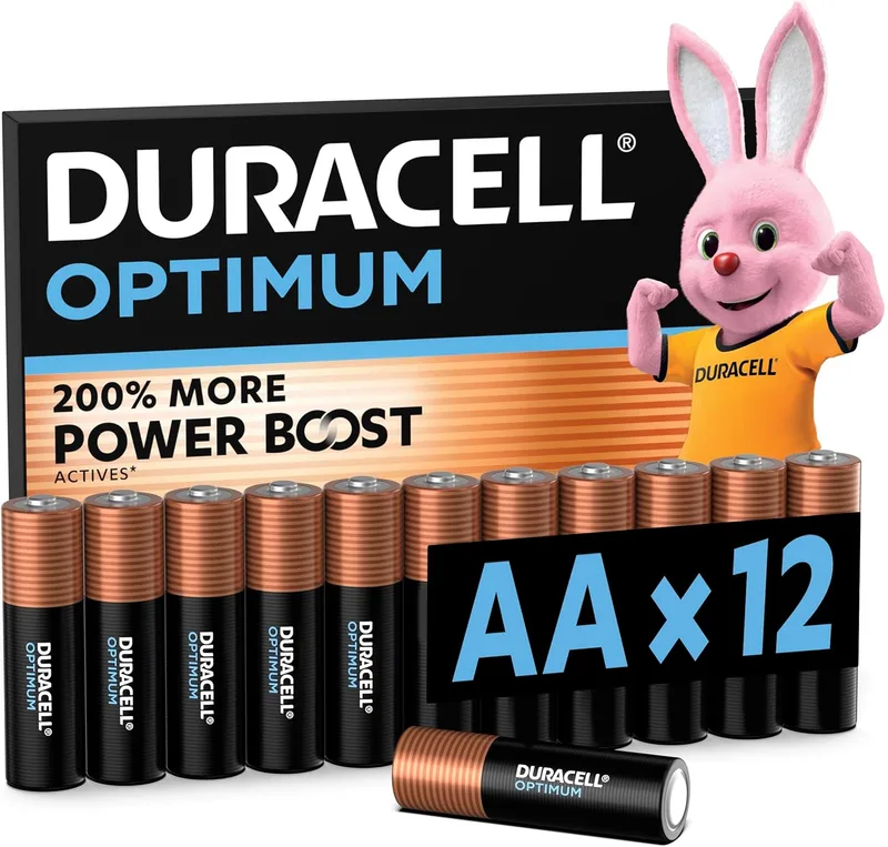 Duracell ▫️ Pilhas alcalinas Optimum AA (embalagem de 12) 1,5 V, LR06