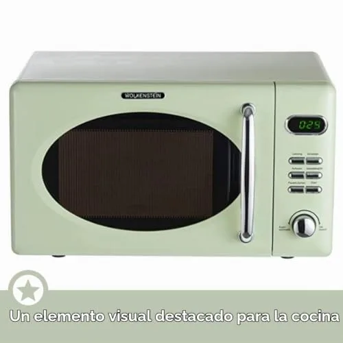 Wolkenstein ▫️ Micro-ondas de chão retro WMW720 I 700 W de potência I 20 L de capacidade de cozedura I 5 níveis de potência I 8 programas de cozedura, função de descongelação, estrutura em metal 5