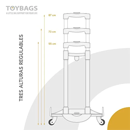 TOYBAGS ▫️ Carrinho Trolley Multidirecional 360° - Rodas giratórias a 360° - Inclui travão dianteiro anti-capotamento e laterais reforçadas - Ideal para adaptar a qualquer mochila - 4
