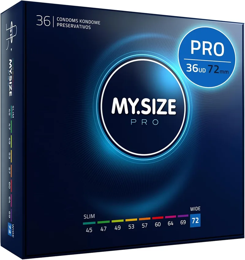 MY.SIZE ▫️ Preservativos PRO ÉLITE, tamanho 8, 72 mm, XXXL, 36 unidades - Látex Vytex extra puro, fáceis de abrir
