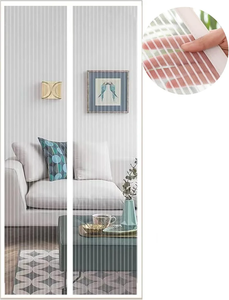 Meet Beauty ▫️ Cortina de rede magnética para portas, versão atualizada 85 x 180 cm, porta de rede magnética, branca, cortinas para portas exteriores, fácil de instalar e protege dos mosquitos