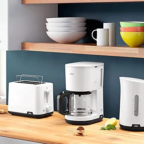 Braun ▫️ Hogar Breakfast1 Máquina de café de filtro, AromaCafe, Sistema OptiBrew, Desligamento automático, Máquina de café para até 10 chávenas, jarro de vidro lavável na máquina de lavar louça, 1000 W, Branco, KF1100WH 5