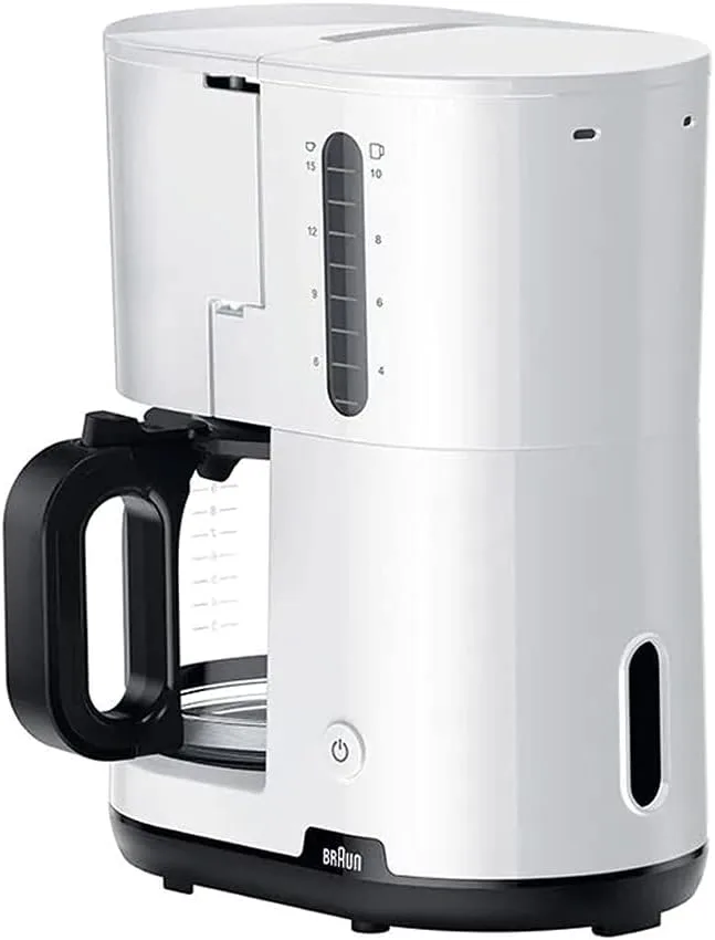 Braun ▫️ Hogar Breakfast1 Máquina de café de filtro, AromaCafe, Sistema OptiBrew, Desligamento automático, Máquina de café para até 10 chávenas, jarro de vidro lavável na máquina de lavar louça, 1000 W, Branco, KF1100WH
