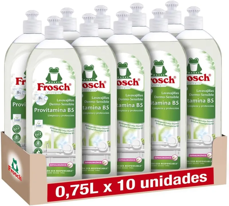 FROSCH ▫️ Detergente Ecológico Líquido para Lavagem Manual de Louça com ProVitaminas B5 - 10 x 750 ml