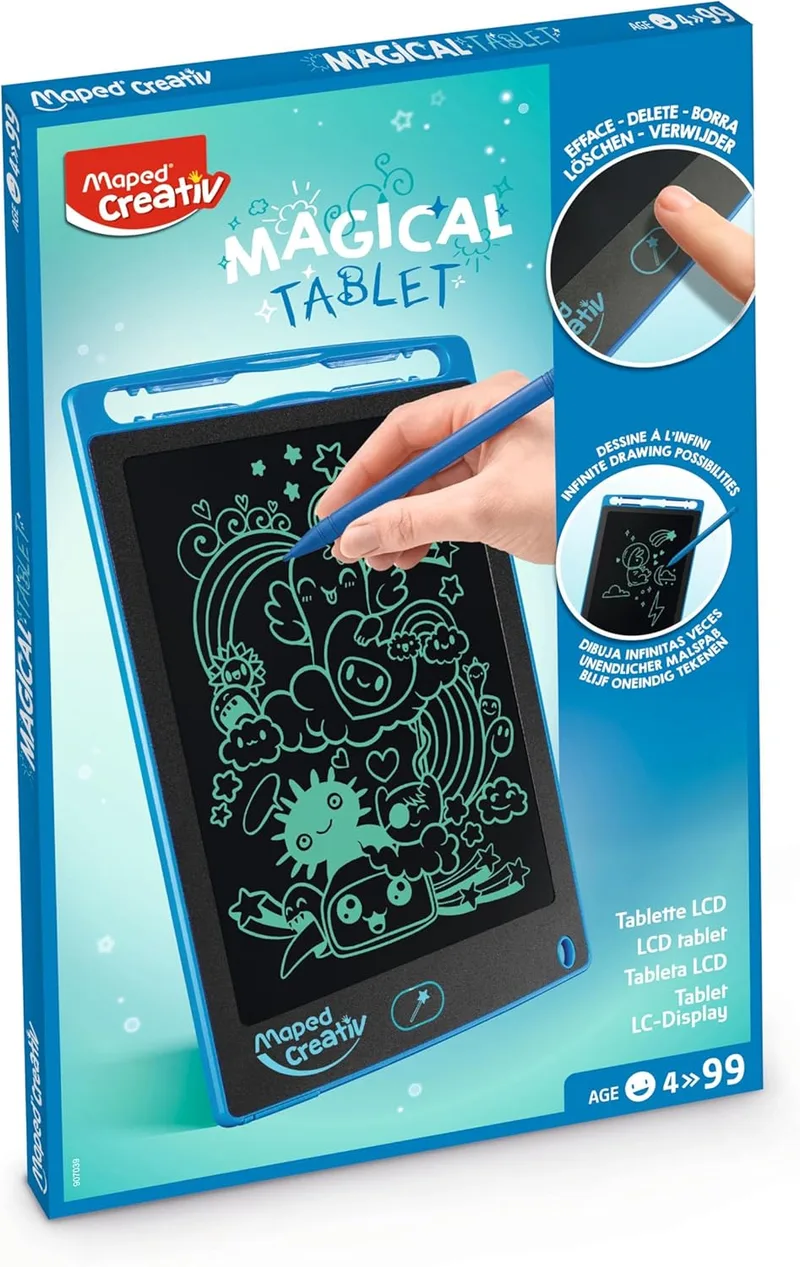 Maped ▫️ Tablet LCD Creativ Children's Magic, ecrã de 8,5" com caneta capacitiva, tablet portátil leve para desenhar e criar, ideal para desenvolver a criatividade das crianças