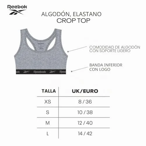 Reebok ▫️ Top Curto Frankie para Mulher, Conjunto de Sutiãs Desportivos com Costas em Forma de Nadadora 6