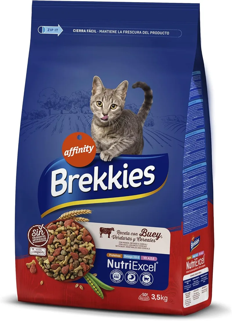 Brekkies ▫️ Ração para gatos com carne de vaca, legumes e cereais 3,5kg 3500 g
