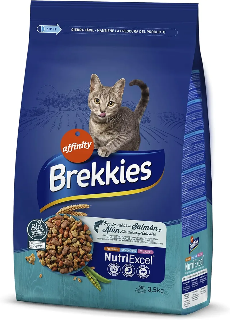 Brekkies ▫️ Ração para Gatos com Salmão, Atum e Legumes 3,5 kg