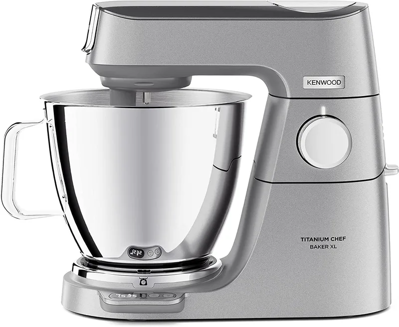 Máquina de cozinha Kenwood Titanium Chef Baker XL com K-Whisk, gancho para amassar, batedor e taça de 6,7 L, KVL85.424SI, potência 1500 W, prateada