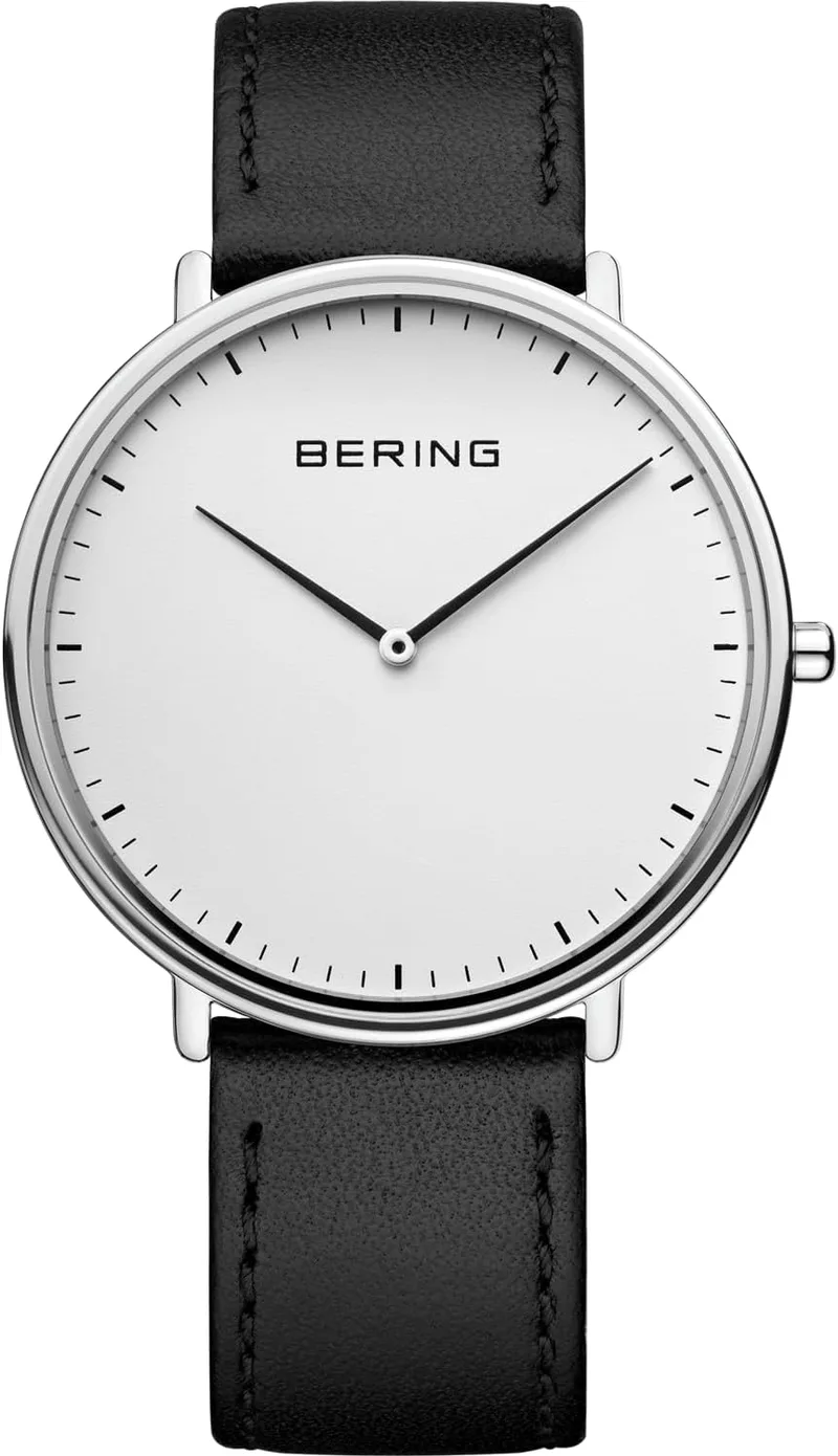 BERING ▫️ 15739 Relógio de Quartzo Unissexo de 39 mm com Caixa em Aço Inoxidável e Mostrador com Efeito Sunray, Bracelete Milanesa, Cristal de Safira e Resistência à Água 3 ATM