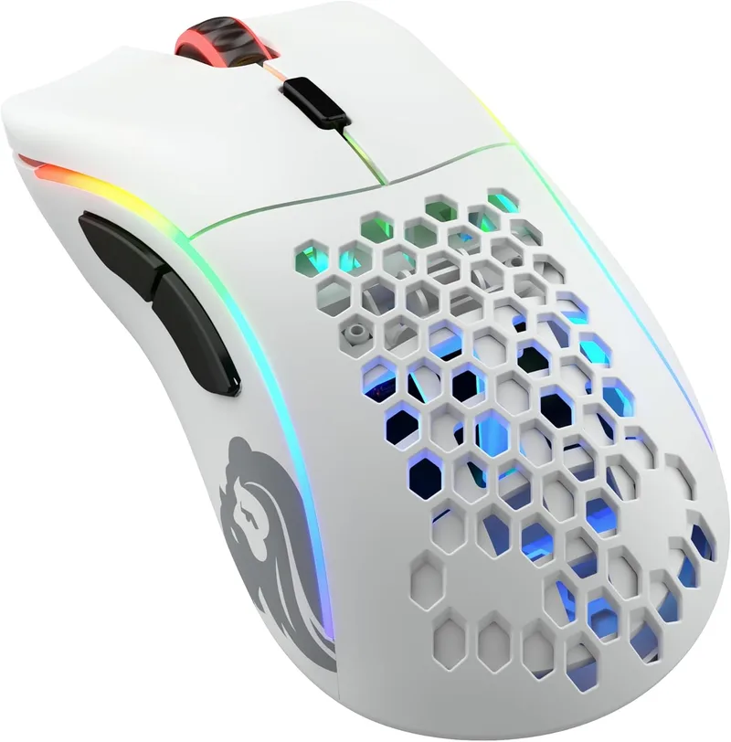 GLORIOUS ▫️ Gaming Model D Wireless Gaming Mouse - 69 g Super leve, sem fios de 2,4 GHz sem atrasos, até 71 horas de duração da bateria, RGB, sensor BAMF, ergonómico, 6 botões - Branco mate