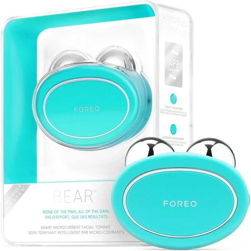 FOREO ▫️ Bear Microcurrent - Dispositivo facial - Ferramenta de modelagem facial - Lifting facial instantâneo - Firmeza e contorno - Não invasivo - Aumenta a absorção dos produtos de cuidados da pele | Dispositivo de microcorrente, Massajador facial, Lifting, Tonificação, Ferramentas faciais, Antich