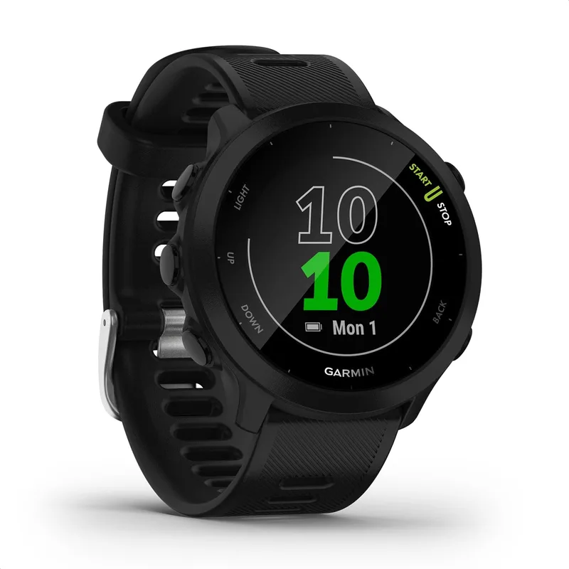 Garmin Forerunner 55, relógio inteligente de corrida com GPS, planos de treino, notificações e monitorização do bem-estar, preto
