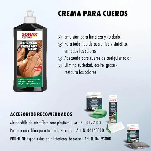 SONAX ▫️ Loção para o cuidado do couro (500 ml) com cera de abelha 4