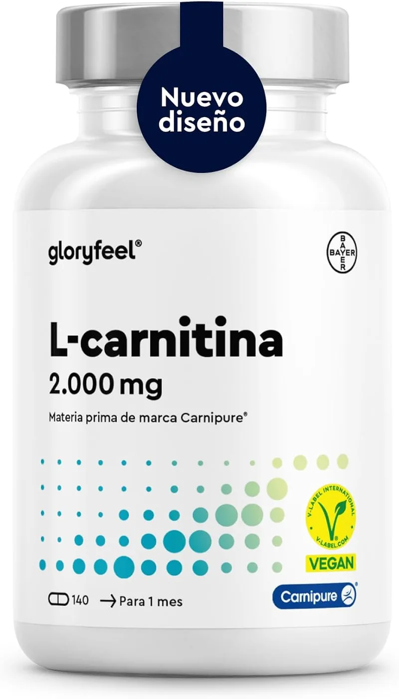 Gloryfeel ▫️ L-Carnitina 2000 mg - Primeira qualidade: Carnipure® da Lonza - 140 cápsulas - Energia e resistência - Testado em laboratório, vegano, sem aditivos, fabricado na Alemanha