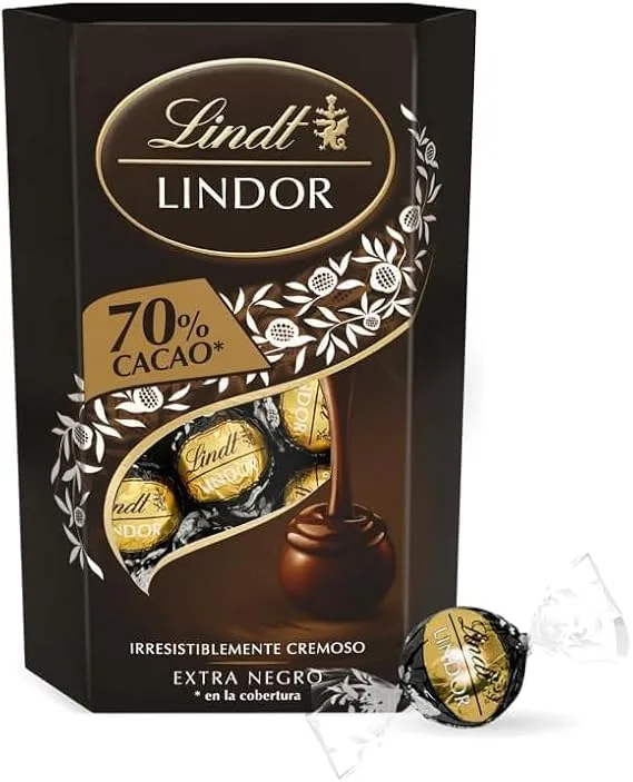 Lindt chocolates LINDOR CORNET chocolate preto 70% cacau, chocolates deliciosos com interior de chocolate cremoso, 200 g, aprox. 16 chocolates