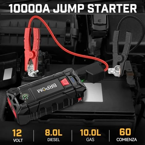 BRPOM ▫️ Arrancador de Automóveis, Arrancador de Baterias de Automóvel de 10 000 A, 12 V 2